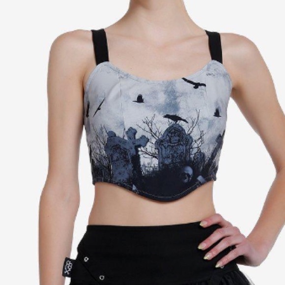 Thorn & Fable Graveyard Lace-Up Crop Corset Hot‎ Topic Horror Halloween - Picture 2 of 3